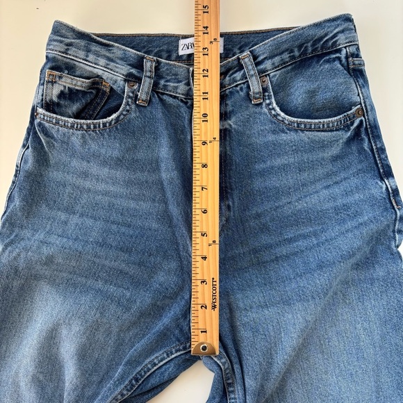 ZARA Women's High Rise High Waist Wide Leg Straight Leg Medium Wash Jeans Sz 4 - Picture 7 of 8